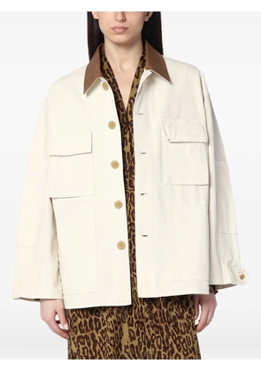 6397 contrast-collar denim jacket - Neutrals