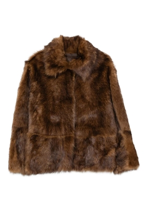 P.A.R.O.S.H. lamb-fur long-sleeve jacket - Brown