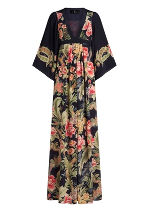 ETRO floral-print crepe-de-chine dress - Blue