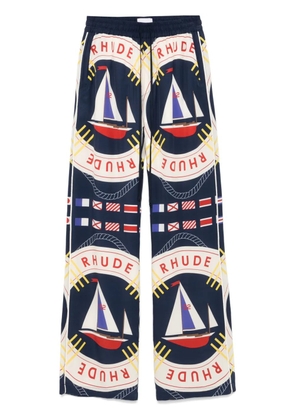 RHUDE Sail Flag silk trousers - Blue