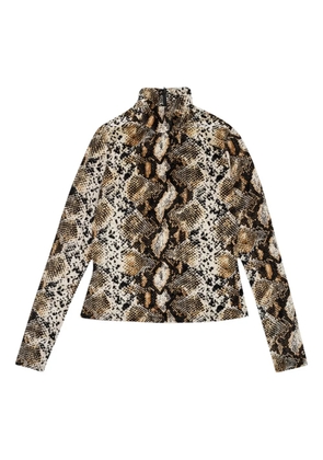 Callipygian snake-print turtleneck sweater - Brown