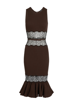 Giambattista Valli lace-detail midi dress - Brown