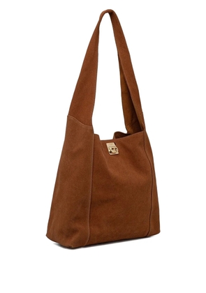 TWINSET large Ventotene suede clasp tote bag - Brown