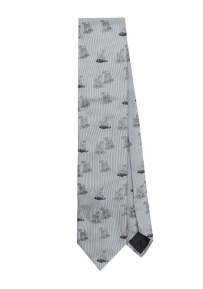 Lanvin dog-jacquard silk tie - Grey