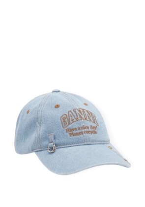 GANNI logo-embroidered denim cap - Blue