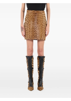 Roberto Cavalli leopard-print mini skirt - Brown