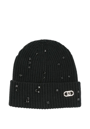 LIU JO crystal-embellished ribbed beanie - Black