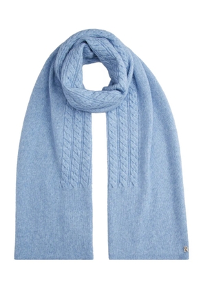 Tommy Hilfiger cable-knit logo-detail scarf - Blue
