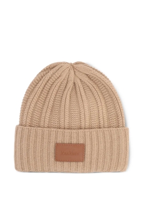 Max Mara ribbed logo-patch beanies - Brown