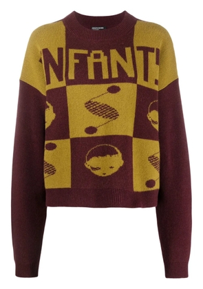 Enfants Riches Déprimés intarsia knit-logo jumper - Red