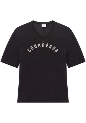 Courrèges logo-print mesh T-shirt - Black