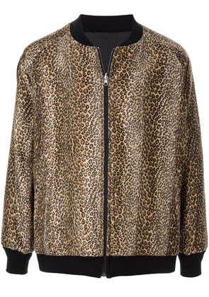 Needles leopard-print velour bomber jacket - Black