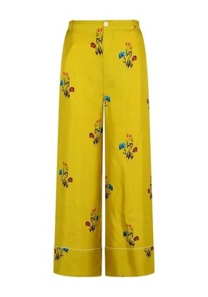 Marni floral-print elastic-waistband straight trousers - Yellow