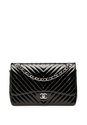 CHANEL Pre-Owned 2015-2016 Jumbo Classic Chevron Patent Double Flap shoulder bag - Black