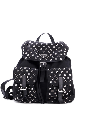Prada Pre-Owned Double Front Pocket Tessuto with Grommet Detail Medium backpack - Black
