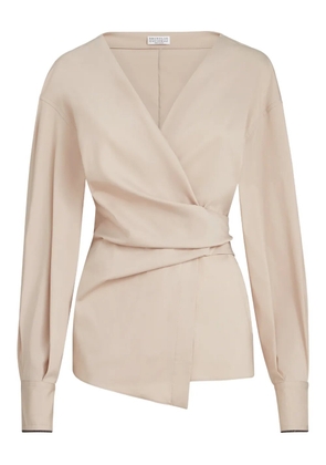 Brunello Cucinelli shiny-cuffs shirt - Neutrals