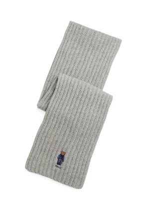 Polo Ralph Lauren ribbed bear-embroidered scarf - Grey