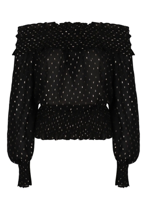 Self-Portrait off-shoulder ruffled top - Black
