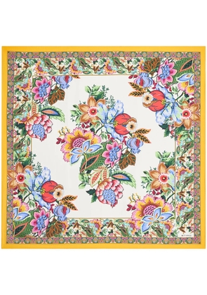 ETRO Bouquet-print silk scarf - Yellow