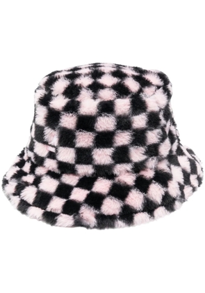 Kangol checkerboard-print faux-fur hat - Pink