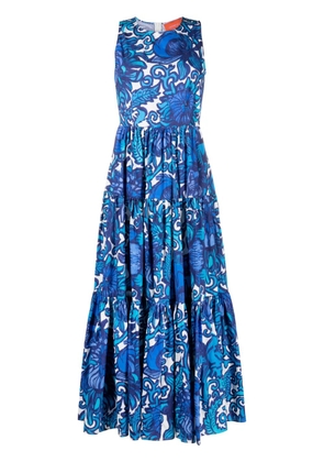 La DoubleJ printed tiered cotton dress - Blue