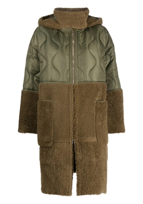 Blancha panelled quilted hooded jacket - Green