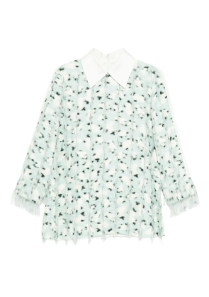 Jil Sander fringed printed top - Blue