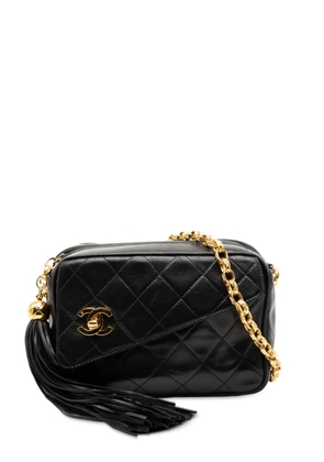 CHANEL Pre-Owned 1991-1994 CC Quilted Lambskin Tassel Camera Bag crossbody bag - Black