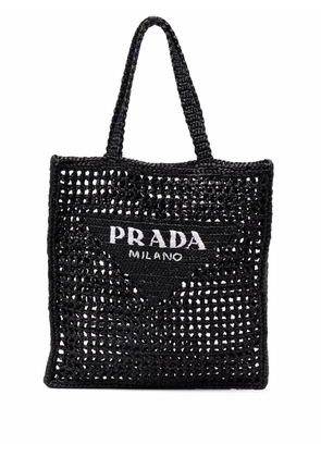 Prada interwoven-design logo-print shoulder bag - Black