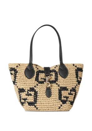 Gucci small raffia GG pattern tote bag - Neutrals