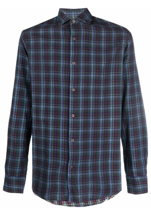 Deperlu check-print long-sleeve shirt - Blue