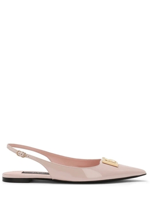 Dolce & Gabbana DG leather slingback ballerina shoes - Pink
