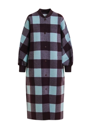 Essentiel Antwerp check-pattern ribbed-cuff coat - Purple