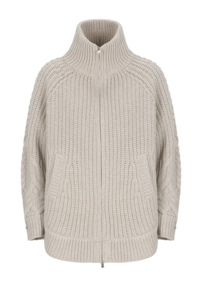 Herno cable-knit zip-up jacket - Neutrals