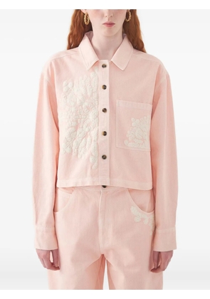 Antik Batik floral-embroidered cropped jacket - Pink