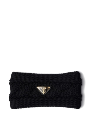 Prada cable-knit logo headband - Black
