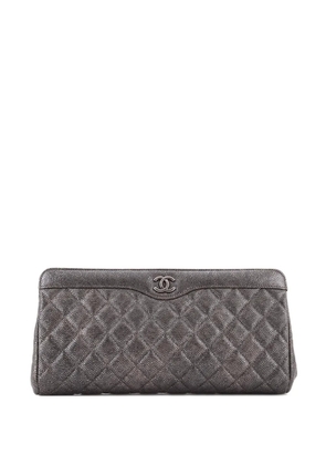 CHANEL Pre-Owned CC Frame Quilted Caviar Large clutch bag - Silver