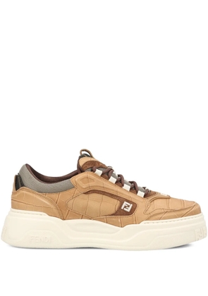 FENDI logo-embossed sneakers - Brown