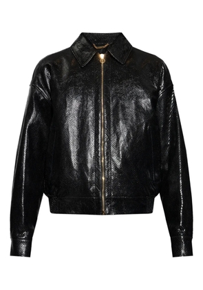 Versace zip-up leather jacket - Black