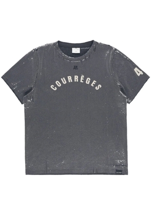 Courrèges embroidered distressed T-shirt - Grey