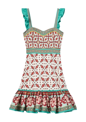 La DoubleJ Gingerbread ruffled printed mini dress - Neutrals