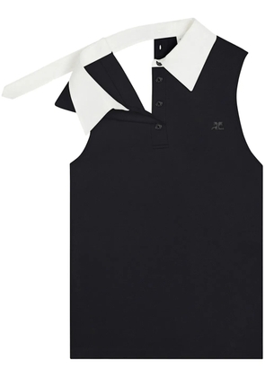 Courrèges logo-appliqué polo top - Black