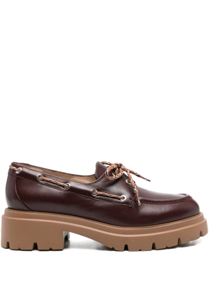 Stuart Weitzman chunky leather boat shoes - Red