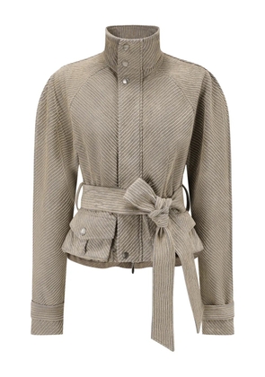 OUDE WAAG herringbone belted jacket - Neutrals