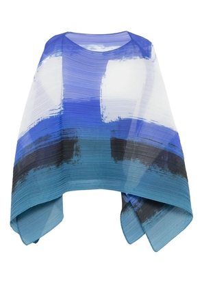 Pleats Please Issey Miyake pleated abstract-print top - Blue