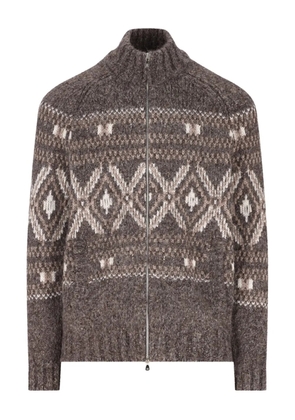 Brunello Cucinelli fairisle-pattern cardigan - Brown
