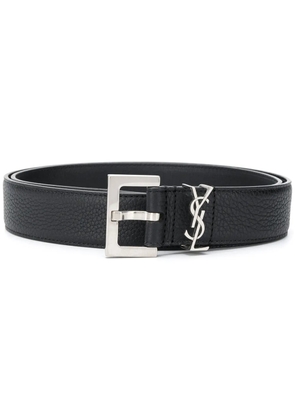 Saint Laurent leather Cassandre belt - Black