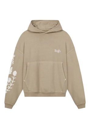 ROUGH. floral-print pocket hoodie - Brown