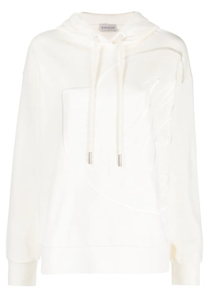Moncler logo-embroidered cotton hoodie - White