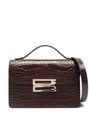 Victoria Beckham embossed-crocodile shoulder bag - Brown